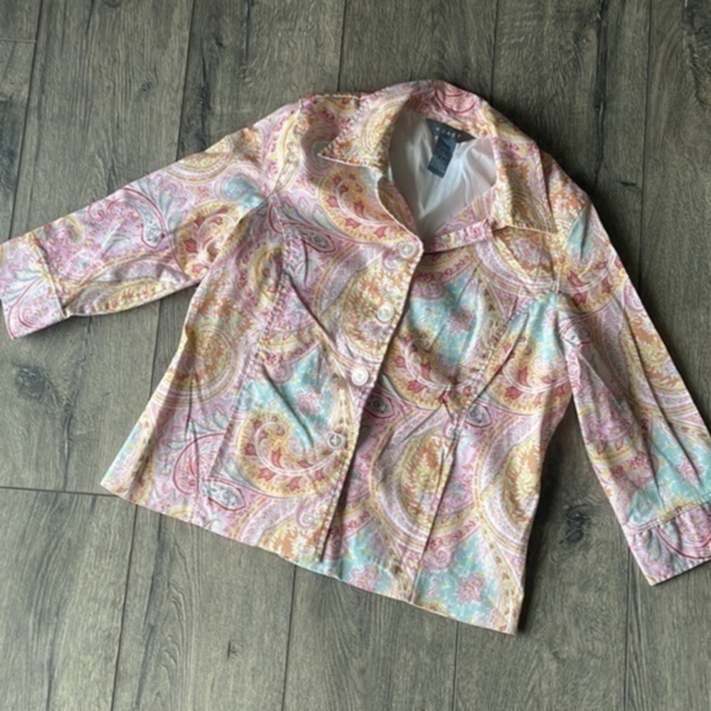 Koret jacket Large pink yellow paisley jacket